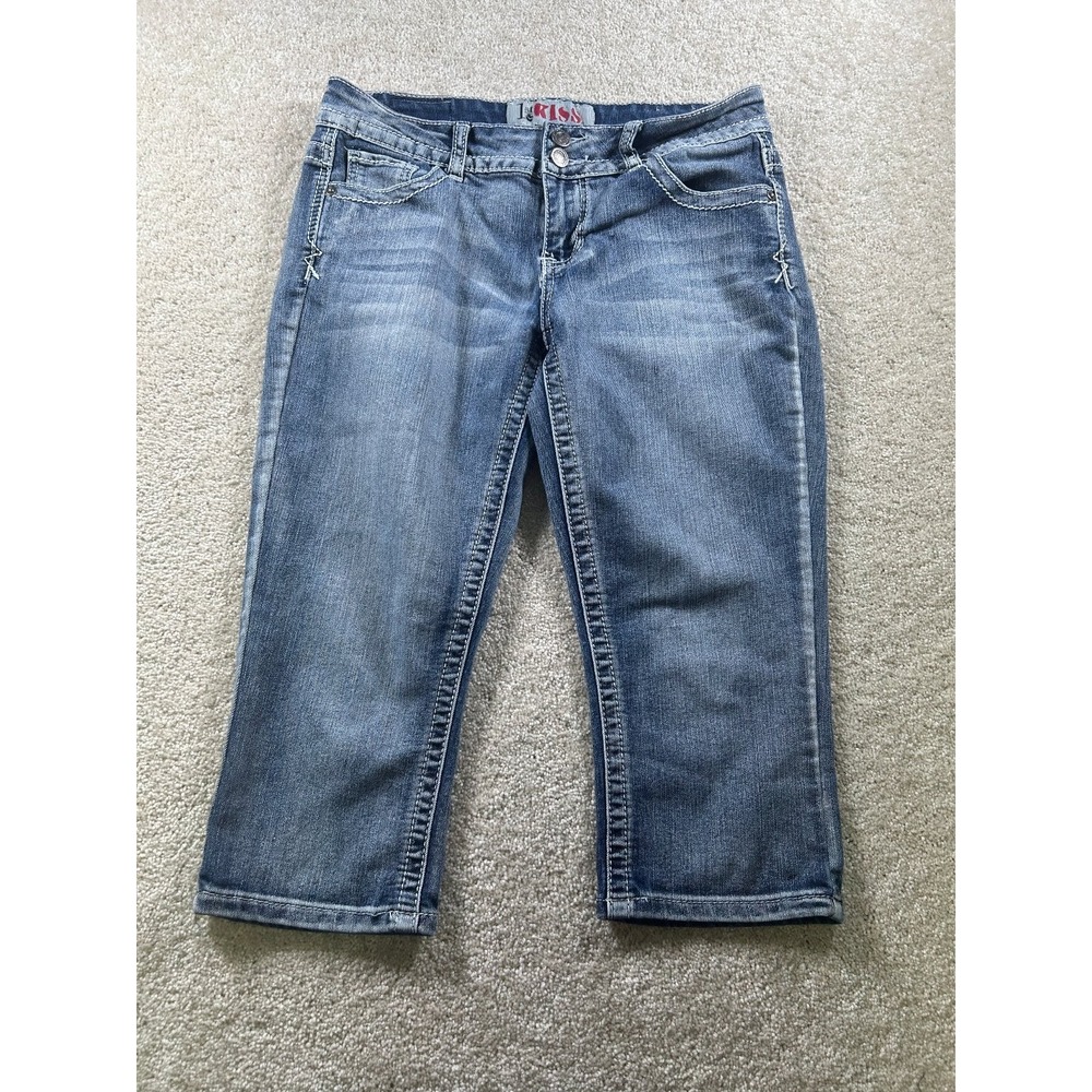 1st Kiss Women's Denim Shorts Size 9‎ Blue Embroidered Pockets